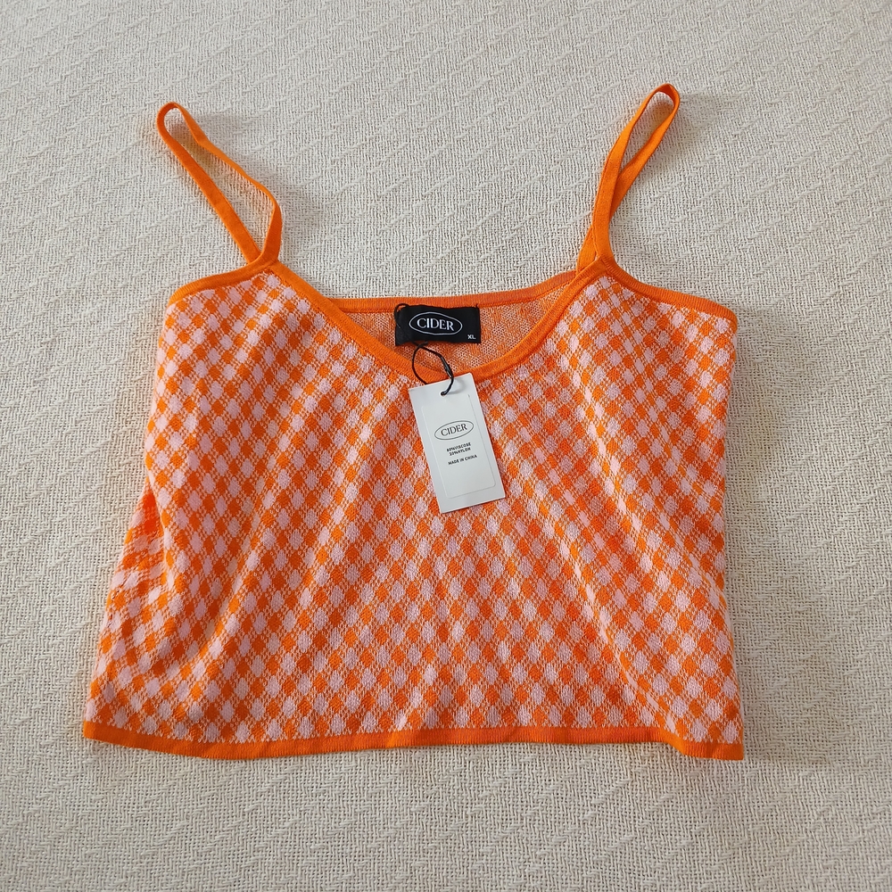 cider ♡ plaid cropped cami top orange fall autumn halloween